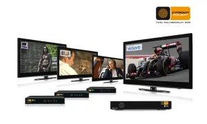 Wiele ekranów z kanałami Polsat, w tym sport i filmy, oraz dekodery. To Twój multiroom Polsat.