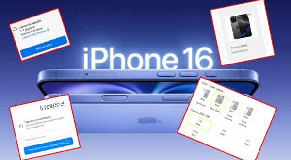 iPhone 16 w kolorze tytan czarny niedostępne. Cena 5299 zł, czasowo niedostępny.