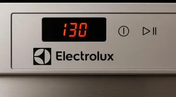Panel zmywarki Electrolux z wyświetlaczem 130. Dowiedz się, jak zresetować zmywarkę Electrolux, gdy pojawi się taki komunikat.