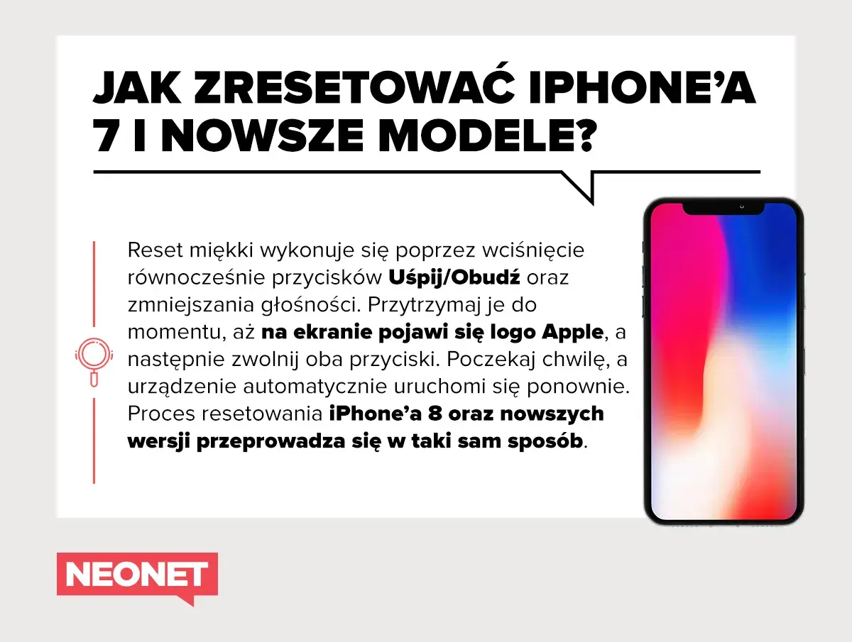 Jak zresetować iPhone'a 8 i nowsze modele? Instrukcja krok po kroku, jak wykonać reset miękki.