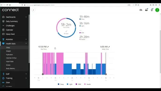 Garmin Connect sleep settings setup