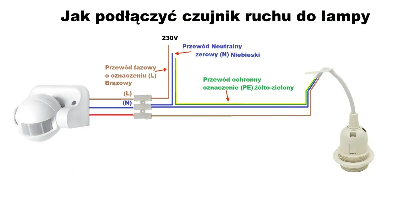 schemat podłączenia czujnika ruchu 3 przewody