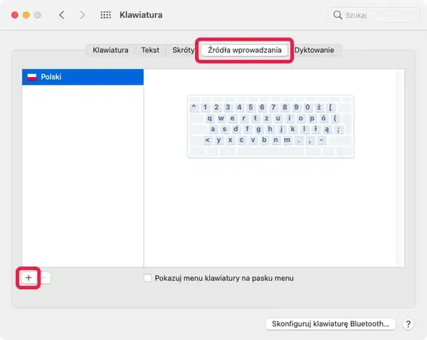 macOS ustawienia klawiatura źr&oacute;dła wprowadzania polski pro