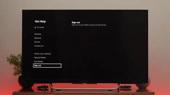 Netflix menu telewizor smart tv wylogowanie