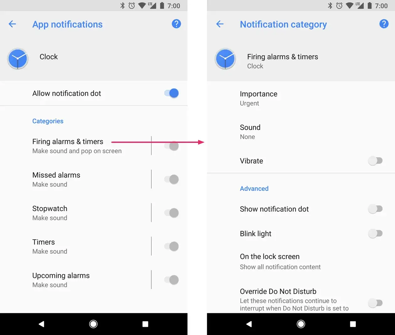ustawienia powiadomień android