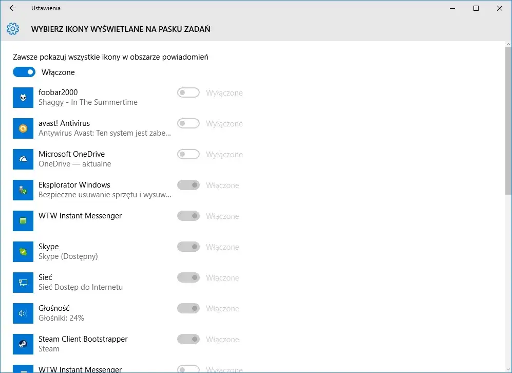 ikona avast w zasobniku systemowym windows 10