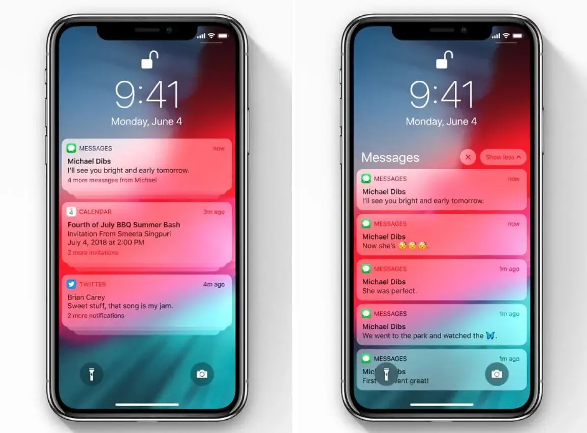 telefon z powiadomieniami push na ekranie